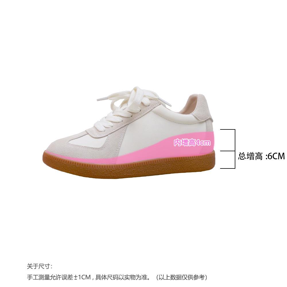 Cowhide Version Inner Height Increase Moral Training Shoes Women's 2025 Autumn and Winter Models Lace-up Leisure Sports Leopard Print Retro Versat