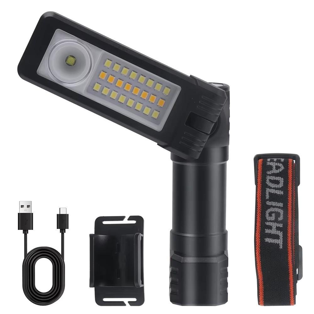 Rechargeable 1200mAh Folding Flashlight 600LM Camping Light Portable Lamps  Outdoor Camping