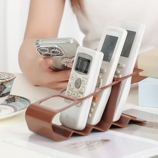 Control Holder Small Desktop Storage Rack with 4 Slots Anti-Slip Base Small