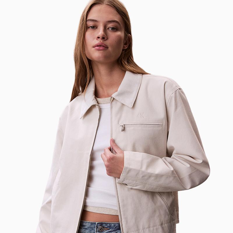 Calvin Klein Trendy Casual Minimalist Letter Embroidered Structured Polo Jacket Women Jackets 47F527G