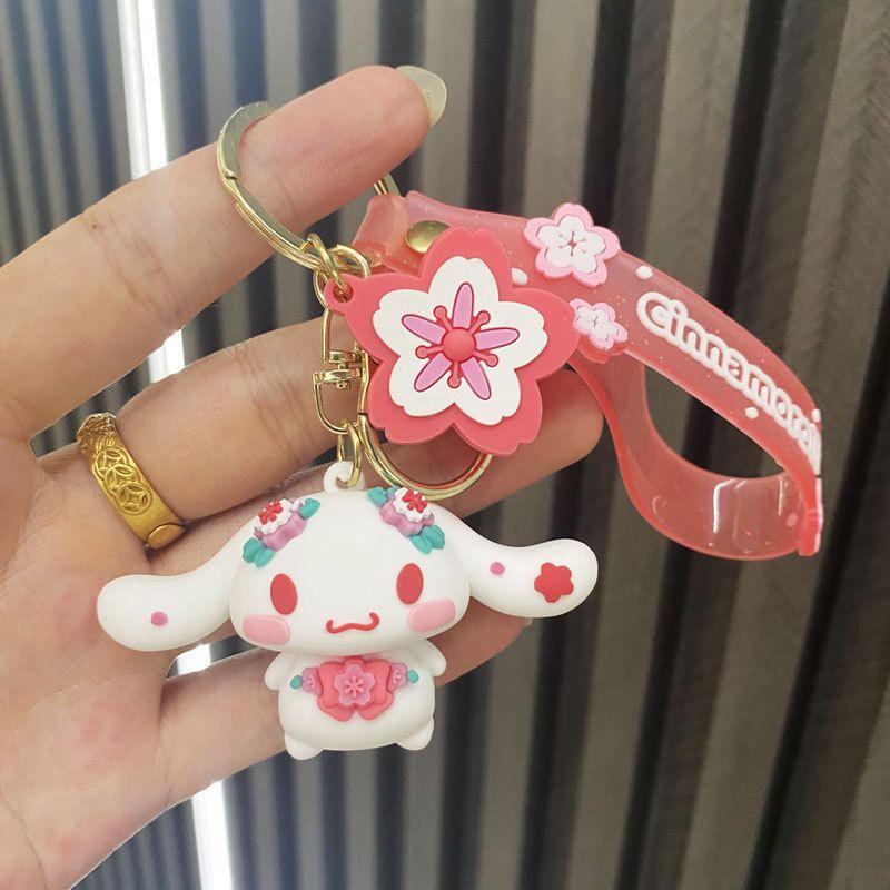 Cute Pink Cherry Blossom Cinnamoroll Cartoon Keychain Cinnamoroll