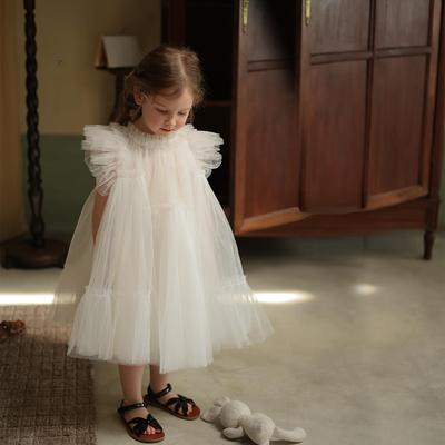 Girl's Handmade Patchwork of Children's Fluffy Gauze Dress Princess Summer New Western-style Dresses