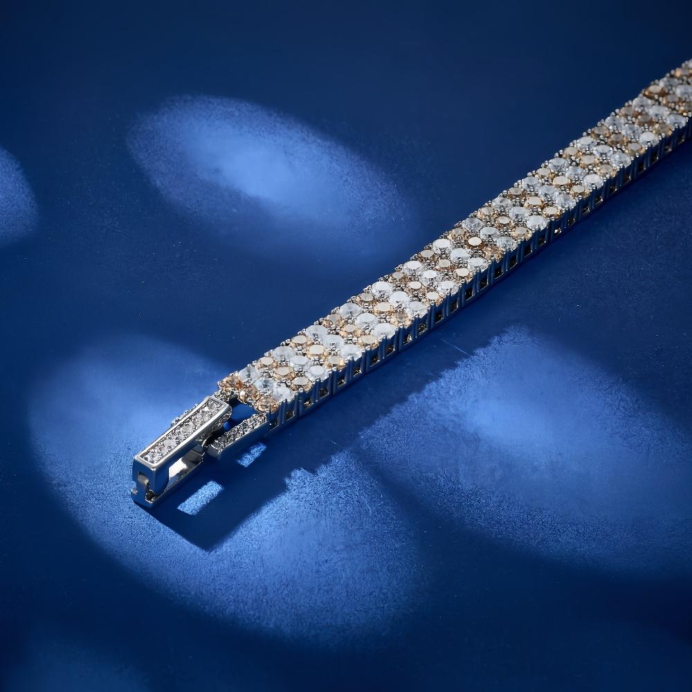 Elegant 17cm Three Row Yellow White Round Zircon Tennis Bracelet Ultimate Luxury Jewelry