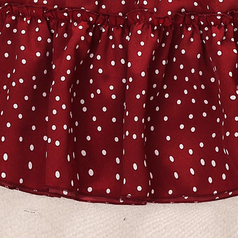 Girls' Summer Retro Polka Dot Hepburn Style Short-Sleeve Princess Dress