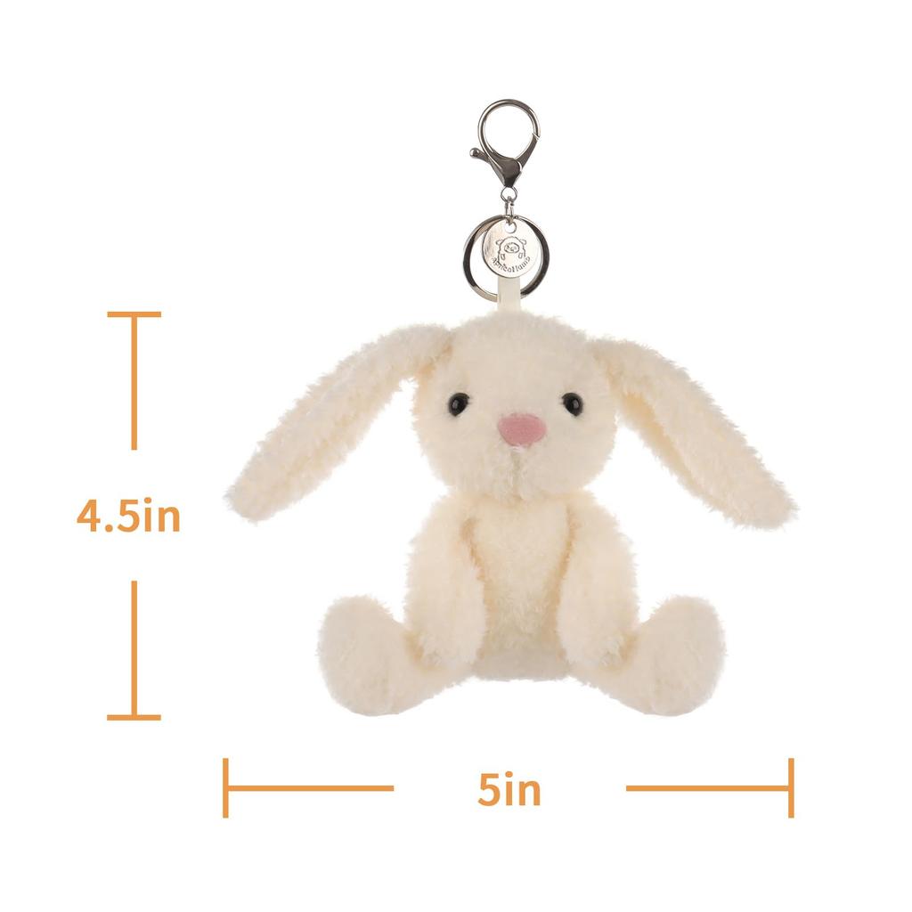 Apricot Lamb Cream Velvet Bunny Cute Soft Animal Keychain Plush Suitable for Men and 12cm Toy, Women, Backpack, Wallet,