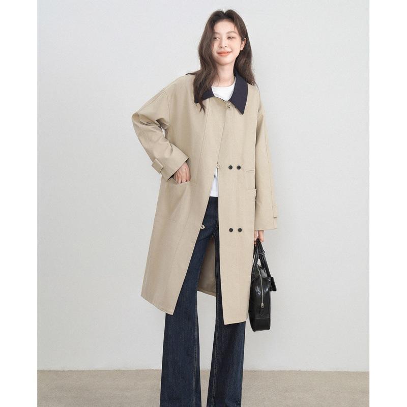 In Winter, The New Long and Loose Cotton Padded Contrast Cotton-padded Jacket.