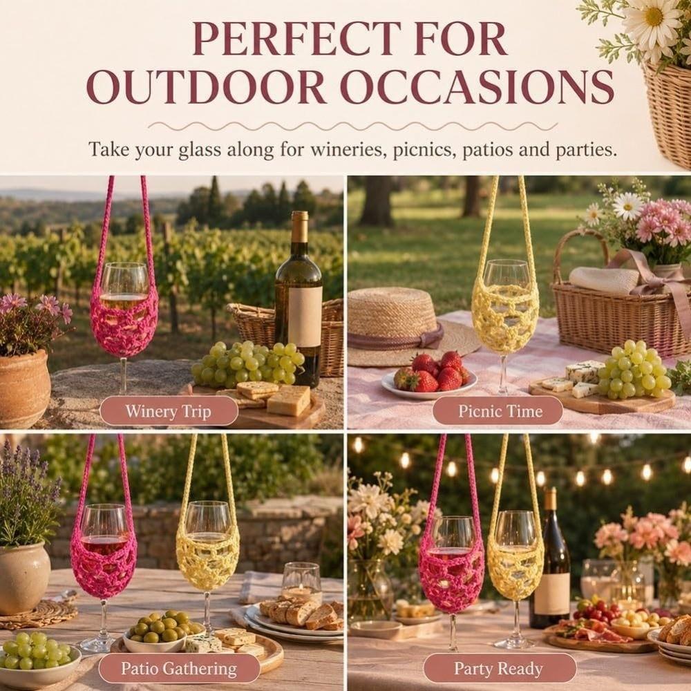 Knitted Wine Bottle Carrier Solid Color Mesh Tote Bag Portable Water Tote Bag Party Decor