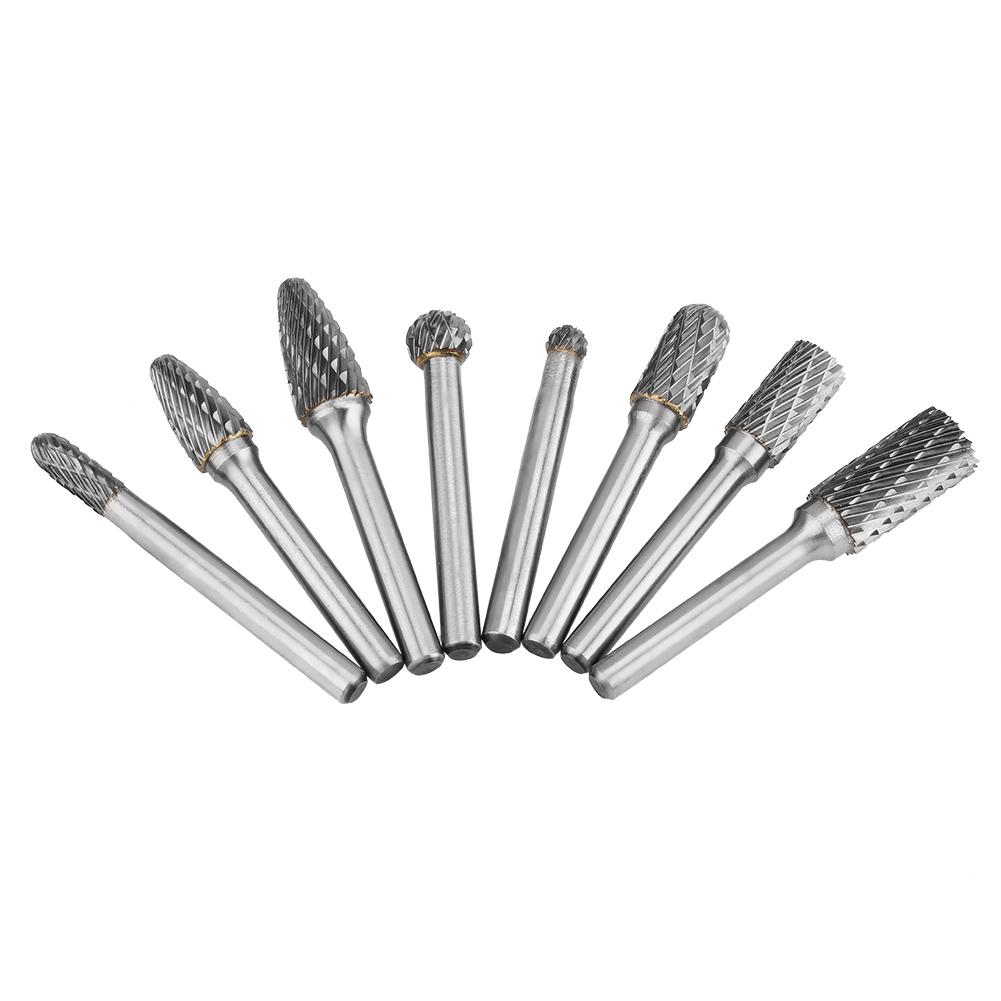 8Pcs Double Cut Tungsten Steel Carbide Rotary Burr Die Grinder Bit Tool Set