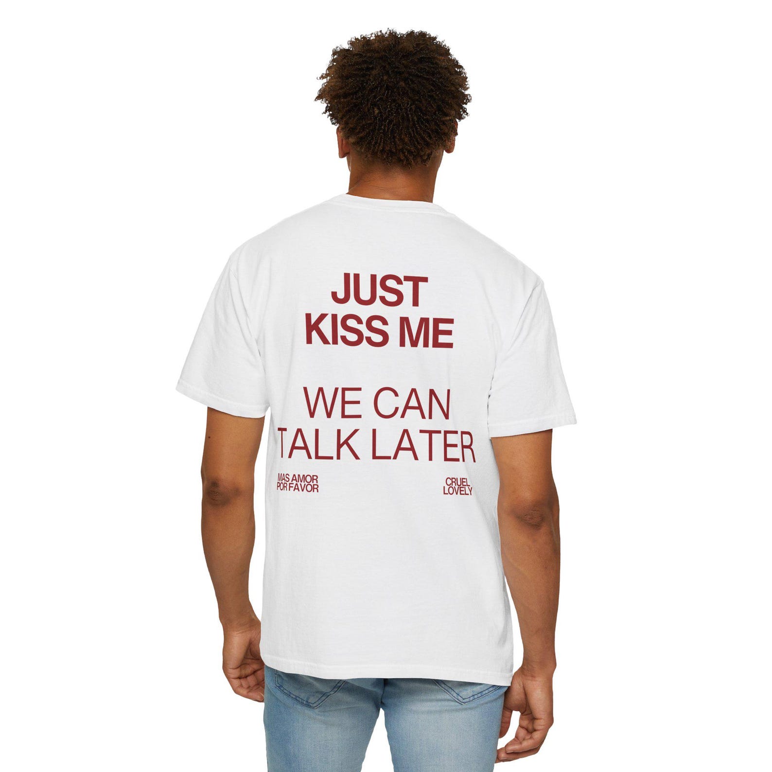 Just Kiss Me T-Shirt – Romantic Statement Tee, Minimal Typography Shirt, Valentine Gift for Her 2XL
