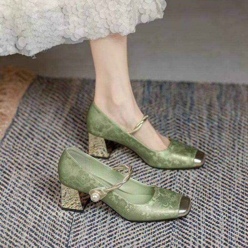 Modă Pantofi cu toc înalt pentru femei, stil nou chinezesc, pantofi Mary Jane pentru femei, asortați cu pantofi simpli în stil chinezesc, asortați cu fuste și pantofi