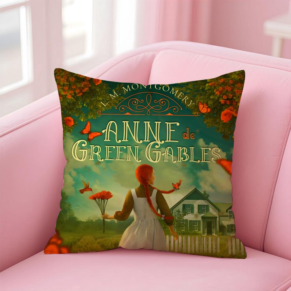 Anne of GGreen Gables Cushion Cover Linen Pillowcase Cover Soft Decor for Sofa Home Room