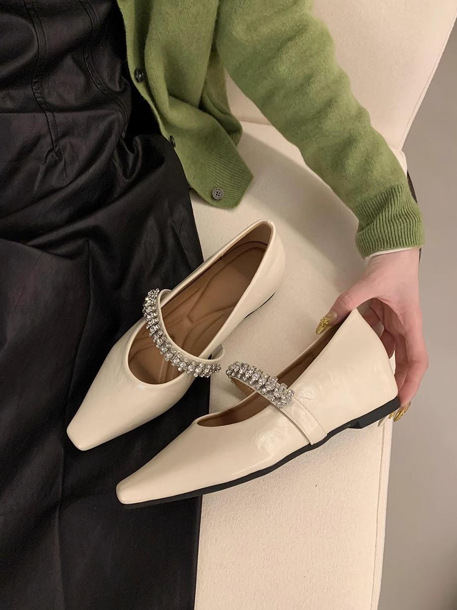 

Внутреннее увеличение высоты серебряный премиум каблук стразы темперамент легкий рот одинарная обувь женская весна новая французский сказочный стиль туфли Мэри Джейн 40 бежевый