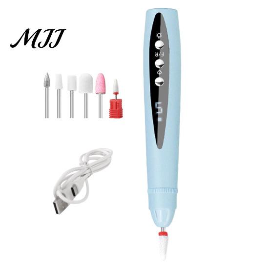 Adjustable Speed Nail Drill 2-In-1 Electric with 5 Bits, 5-Speed Cordless Manicure File Compact Care Tool UV LED Lamp, USB Rechargeable for