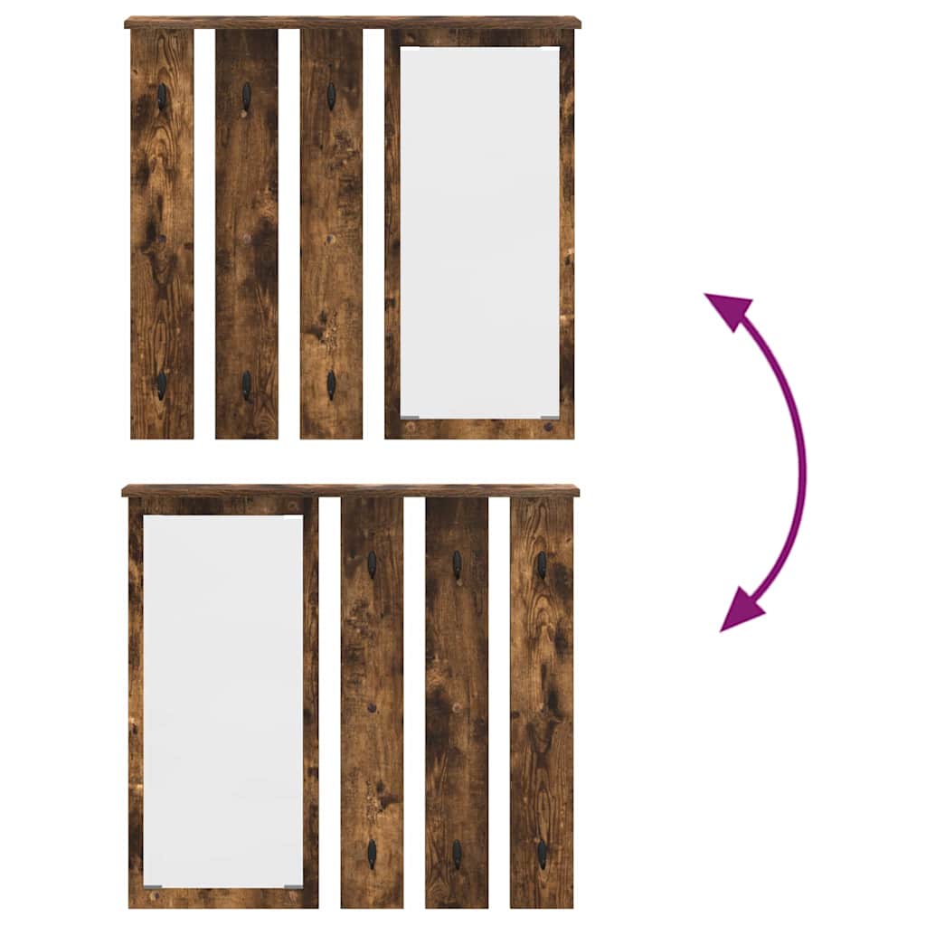 Wall Mounted Coat Rack Smoked Oak Finish 84 x 10 x 80 cm