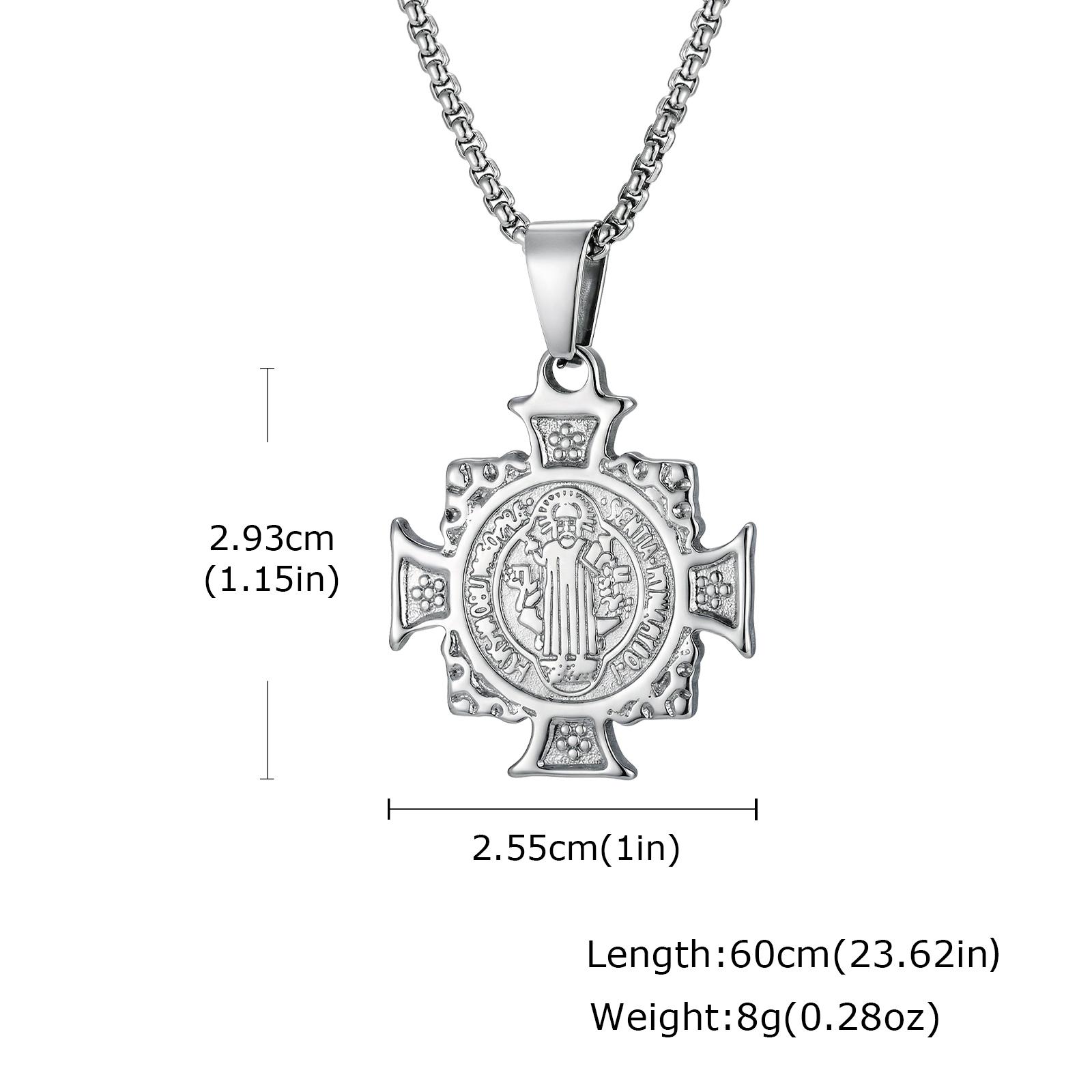 Cross Saint St. Benedict Pendant Stainless Steel San Benito Catholic Religious Double Sided Necklace Amulet Jewelry Gifts