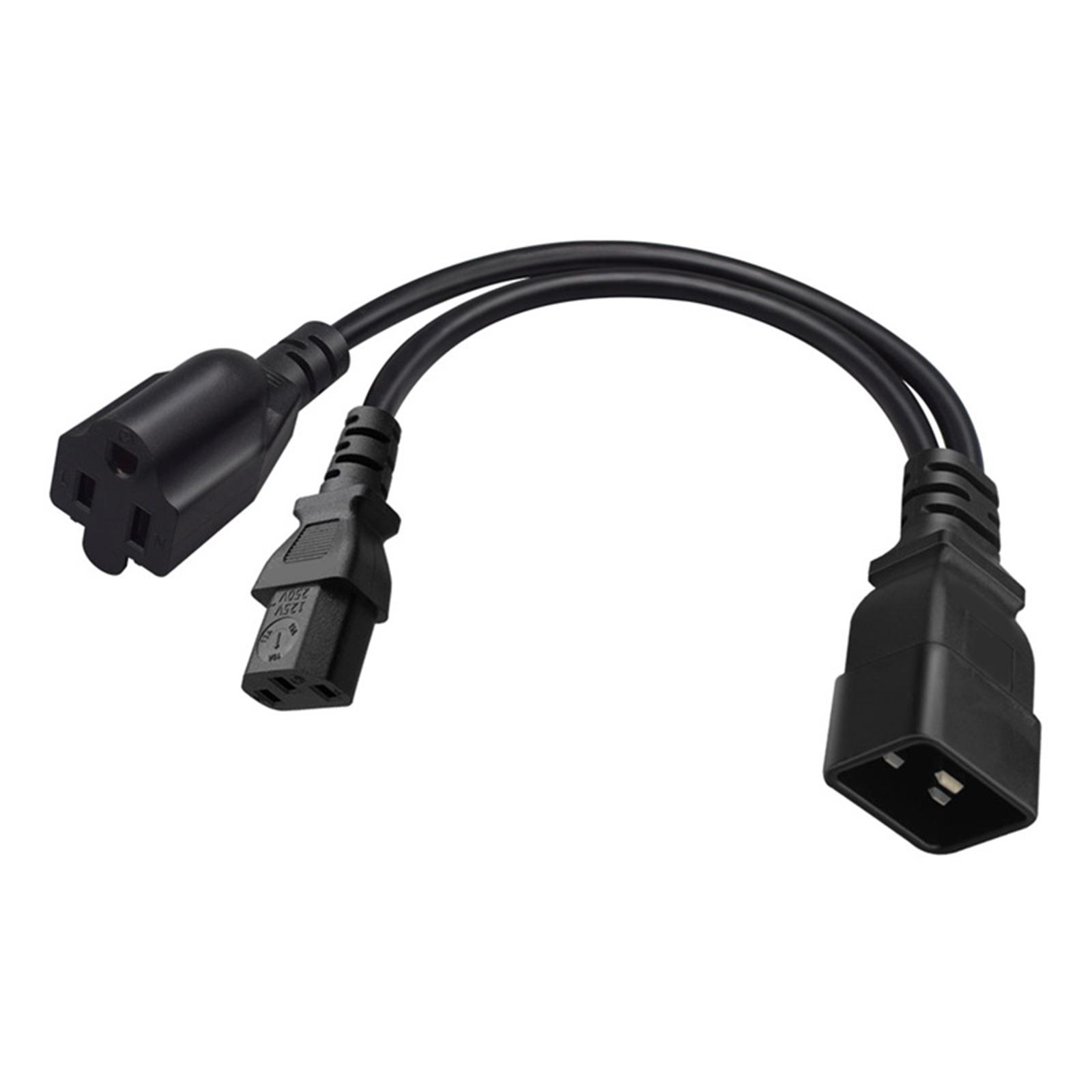 

Heavy Duty Power Adapter Convert C20 to C13 & 5 15R Power Supply Cord 0.32m PVC Extension Cable for Various Electronics