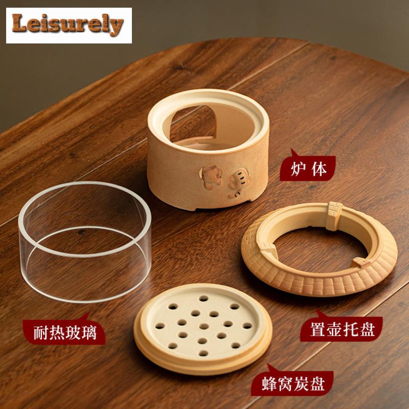 Chinese Cattery Coarse Pottery Tea Warmer Holder Candle Heater Stove Kettle Stand Boiling Water Carbon Furnace Chinese Tea Set