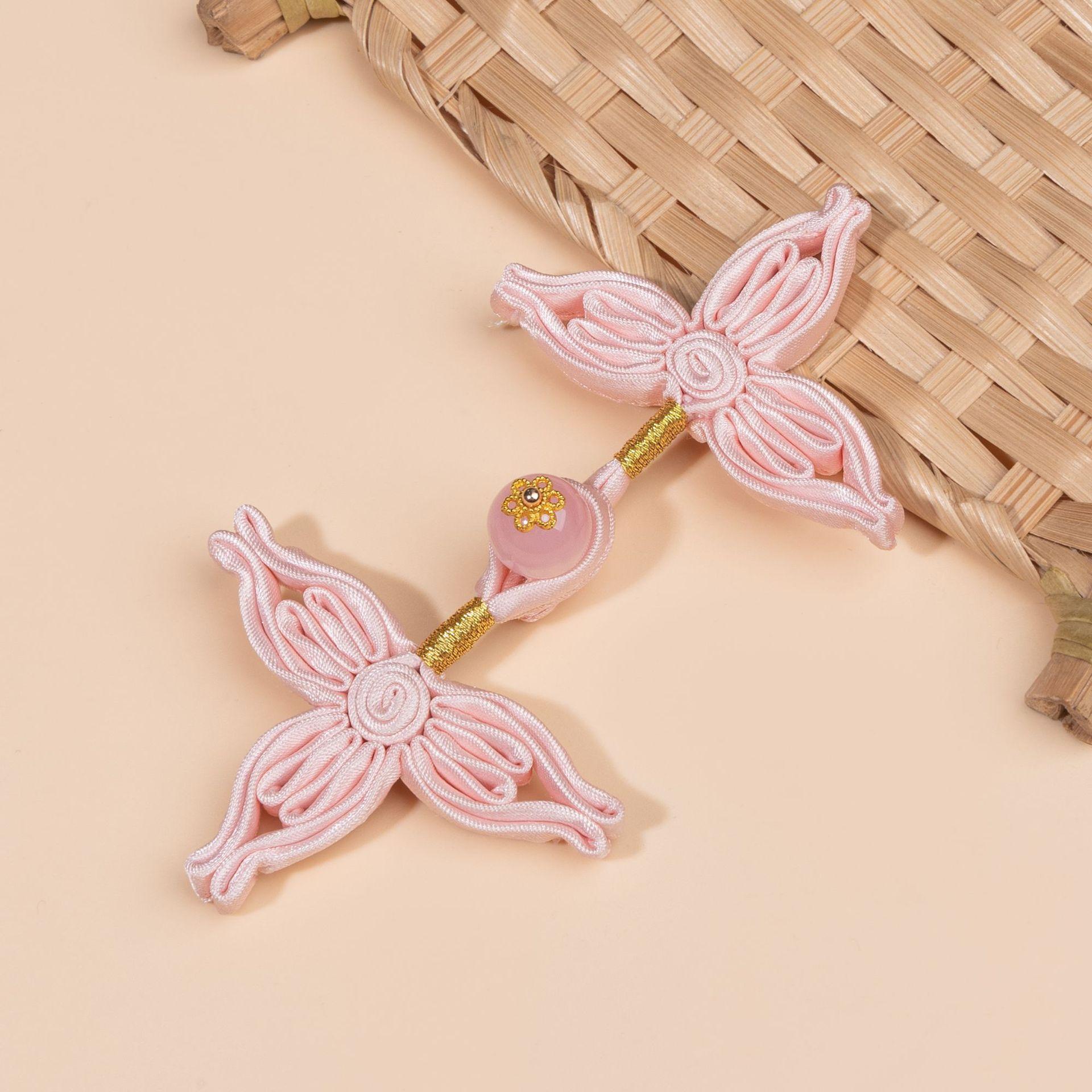 

1 Pair Chinese Cheongsam Qipao Knot with Pearl Flower Handmade Cord Braiding Hanfu Tang Suit Button Decoration Accessories
