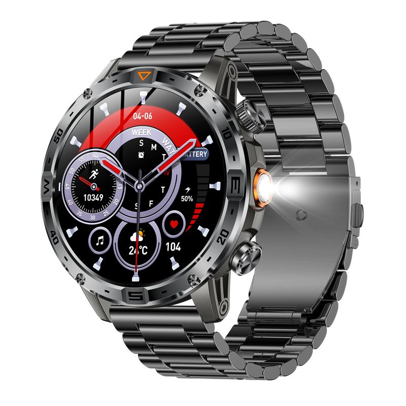 AK91 Men Smart Watch Compass Flashlight Outdoors Multi-Sports Fitness Tracker BT Calling 1000Mah Large Battery Smartwatch