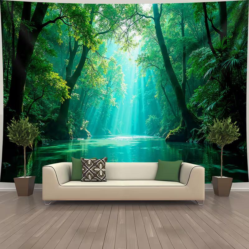

2D Tropical Forest Sunbeam Landscape Background Banner 47.2x31.5inch/120*80cm