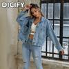 Giacche e Cappotti da Donna DICFY Vintage Casual Stampa Monocolore Autunno Inverno Manica Lunga Collo a Polo