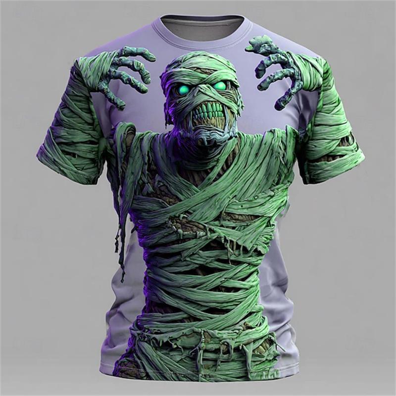 Zombie-Mumie Print Kinder T-Shirt Rundhals Locker Kurzarm T-Shirt Horror Party Street Boy T-Shirts Oberteil Mädchen Kleidung