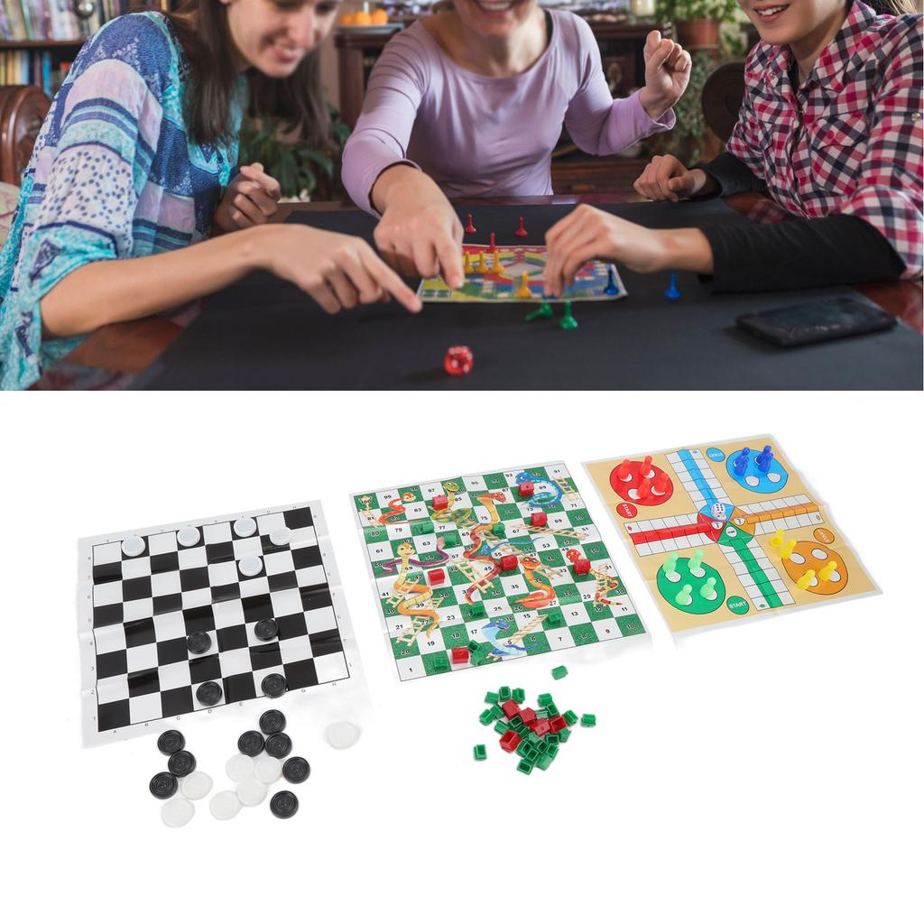 4 in 1 Board Games Set 4 in 1 Board Games Set Clear Pattern Foldable Portable International Checkers Flying Chess for Kids