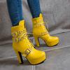 Módní dámské kotníkové boty Platforma Červená Žlutá Bílá Šněrovací Vysoké podpatky Krátká bota Dámská S přezkou Podzim Zima Sexy Pánské boty Velká velikost