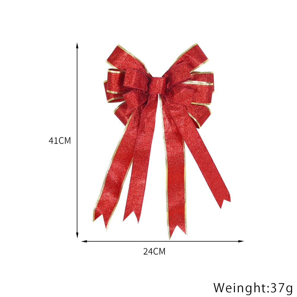 40*24cm Double Layer Large Christmas Bow Christmas Tree Topper Bow with Glitter Gold Edge Decor for Xmas Door MapleLeaf Bow Deco