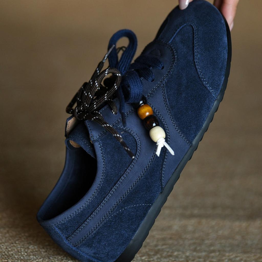 Piel suave esmerilada azul Zapatos de entrenamiento alemanes moda femenina zapatos casuales 2025 nuevo principios de otoño retro Forrest Gump zapatos de mujer zapatos de vestir