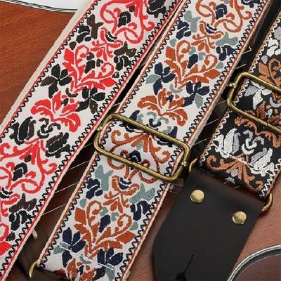Guitar Strap Embroidery Bohemian Style Adjustable Cotton Ukulele Shoulder Belt