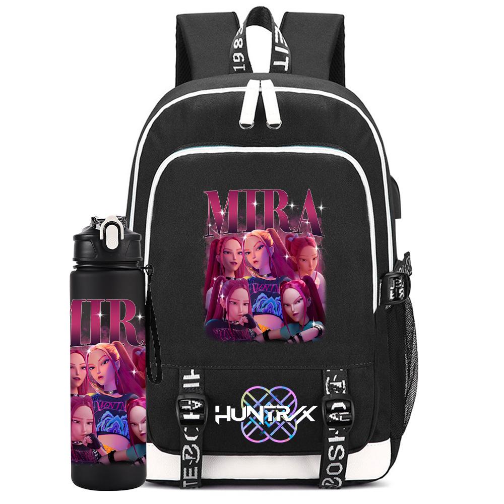 

2Pcs/set Anime Demon Hunters Printed Backpack Large Capacity Bookbag with 750Ml Water Bottler Laptop Student Boy Girl Large Capacity Bookbag