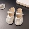 Hollow woven bag head half slippers women's summer wear 2025 new flat-bottomed breathable one-pedal hole shoes sandals