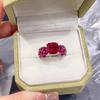 Vintage Princess Cut Red Spinel Ring for Women with High Carbon Diamonds and Blue Spinel Elegant Jewelry