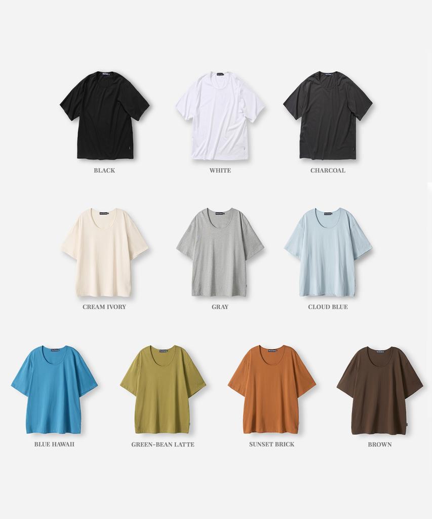 TRIP LE SENS Basic U-Neck Silket Cotton T-Shirt_10 Colors (F Type)