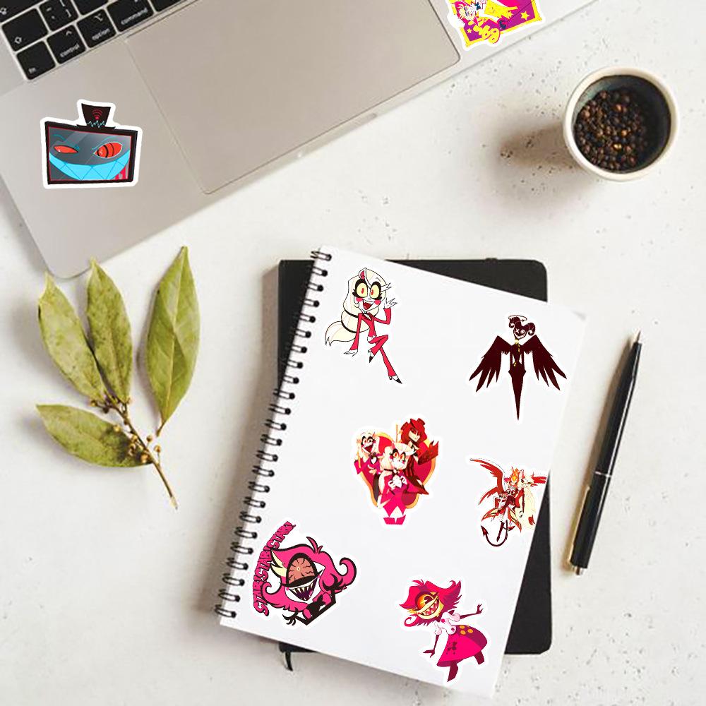 50pcs Hazbin El Cartoon Graffiti Stickers DIY Phone Guitar Laptop Notebook Suitcase Cup Waterproof Sticker Kids Decorations