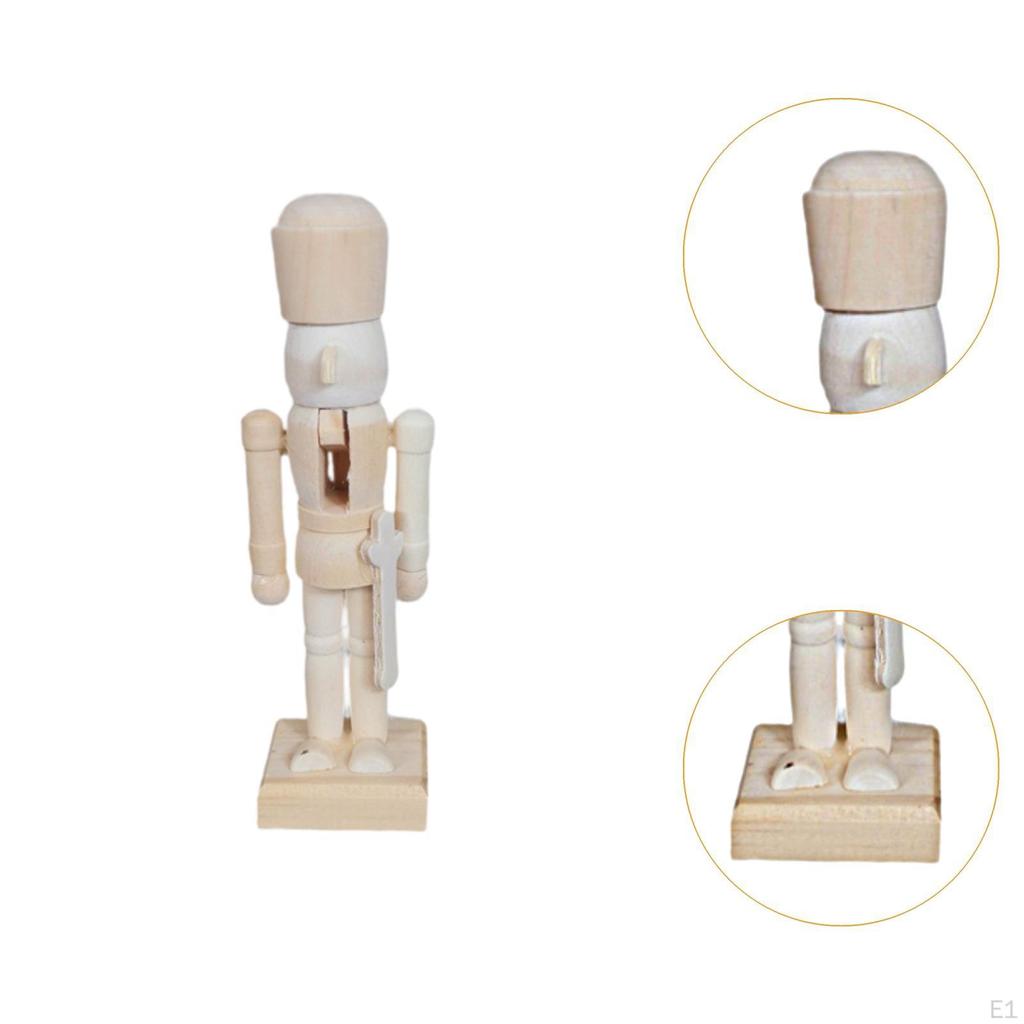 DIY Wooden Christmas Nutcracker Decoration Paintable Puppet Figurine for
