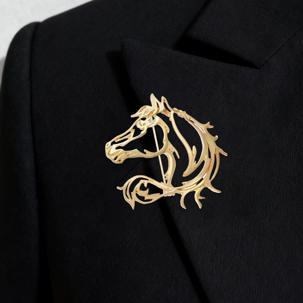 Fashion Horse Head Brooches For Women Unisex Animal ZodiacPin Event Party New Year Classic Gifts Decoration Clothes Accessories