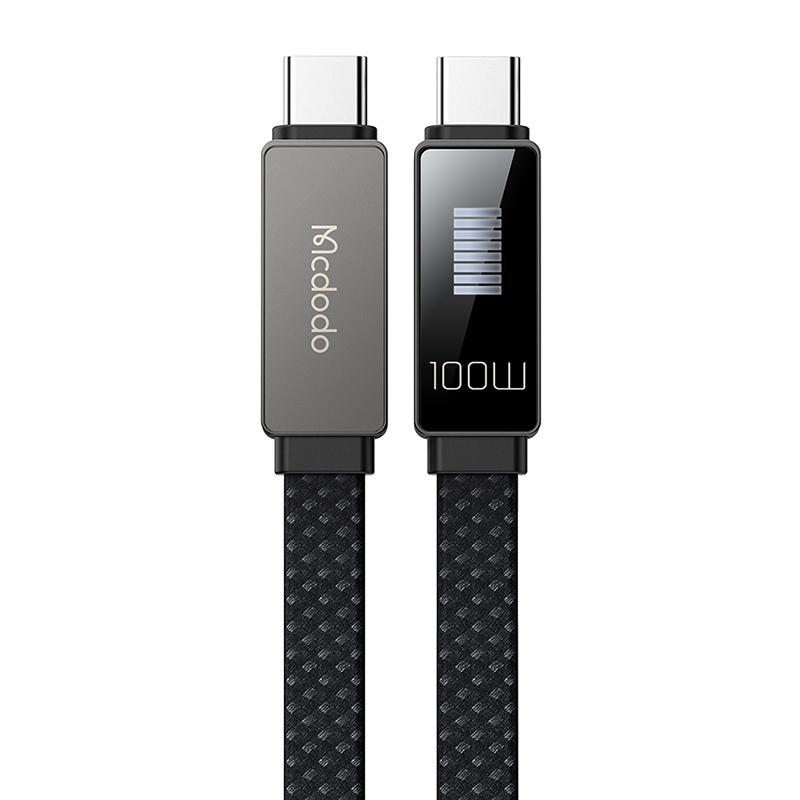 

MCDODO CA-4470 Rhythm Series for iPhone 15 Series 1.2m PD 100W Type-C to Type-C Data Cable with 9-level Light Display,Black