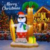 7.8FT Xmas Holiday Inflatable Yard Decor Surfing Snowman Palm Tree LED Hristma Home Decor Ornament Festive Toy Gift Decoration