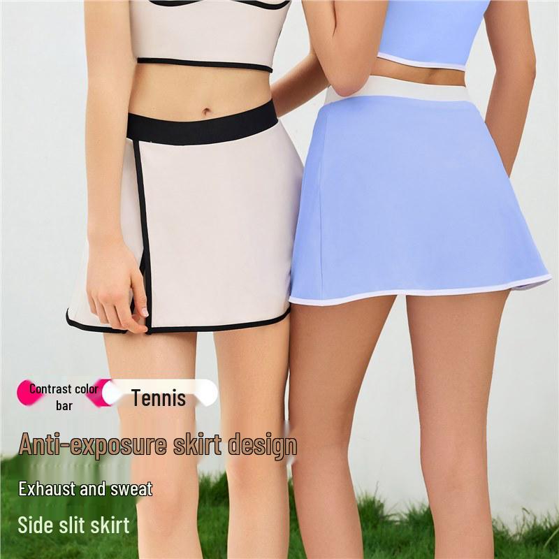 

Kelicopy Color Block High Waist Yoga Skirt with Side Slit Small