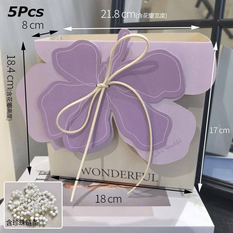 5Pcs Portable Flower Boxes Creative Pearl Chain Flower Arrangement Handbag Mother's Day Wedding Party Floral Wrapping Supplies