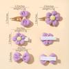 8Pcs/Set Children'S Cute Material Flower Bow Pair Clip Hair Accessories Set Girl Hairpin Temperament Clip Baby Headdress