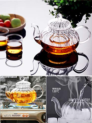 IwaiLoft Soothing Heat-Resistant Glass Teapot with Strainer, Insulated, for Two, Perfect for Black Tea, Fruit, Leaf, Flower, and Craft Teas, IL-SET192