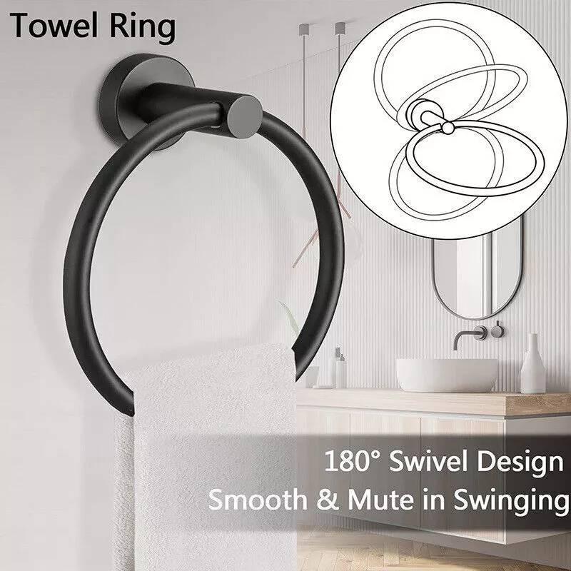 Steel Toilet Stainless Roll Holder And Towel Ring Set Wall Mounted Bathroom Tool
