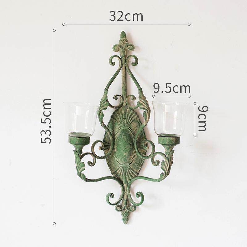 Large Retro Candle Holder Wall Hanging Candlestick Wind Lamp Wrought Iron Old  Garden Courtyard Court French Bougeoir Gift FC380