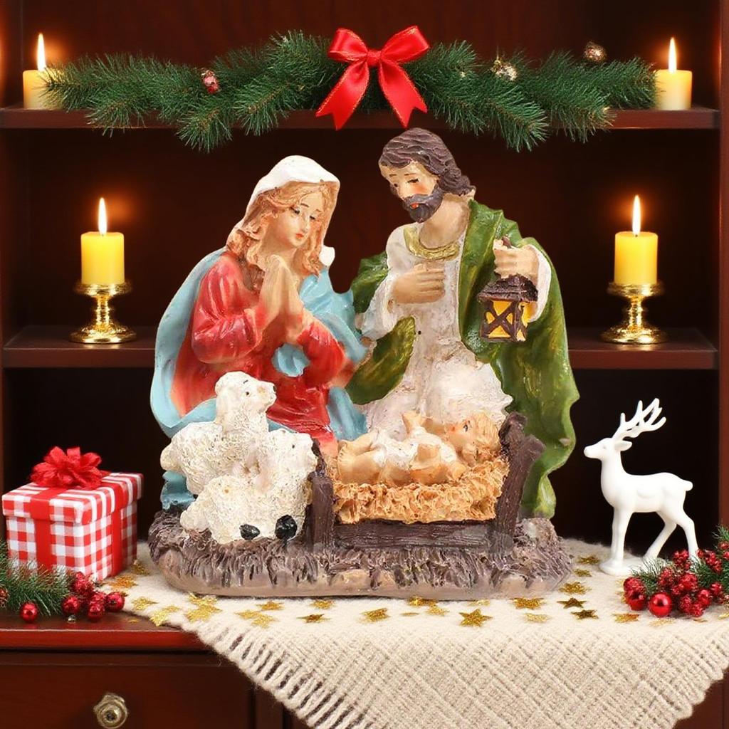 Christmas Decoration Three Family Statue Jesus ornament Nativity Scene Jesus Statue Holy Family Statue Jesus Figurine Craft