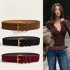 Korean Fashion Suede Leather Wide Belt for Women Ladies Casual Fashion Versatile Business Waist Strap Trendy Buckle Waistband