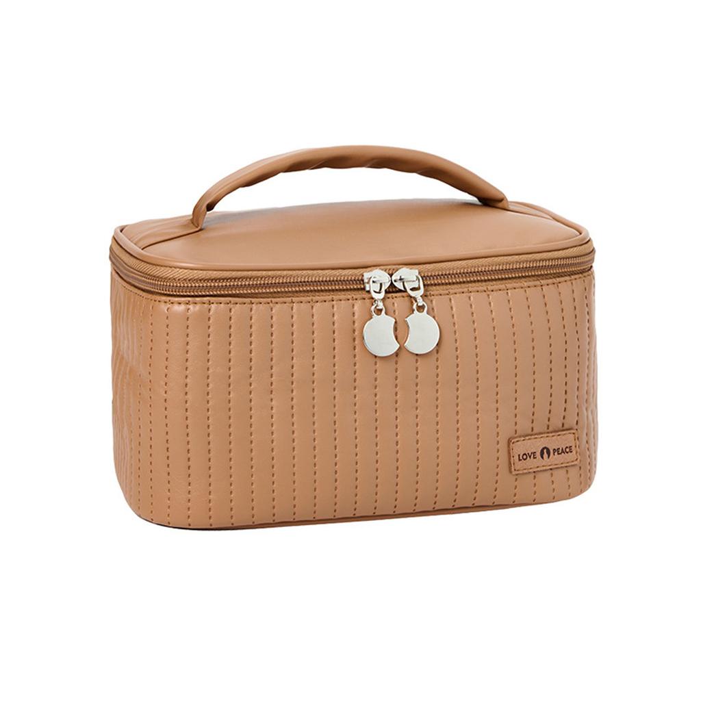 PU Coperchio Apribile Forma Torta Borsa Trucco Borsa Porta Cosmetici Colore Tenue Portatile Borsa Trucco Verde Chiaro