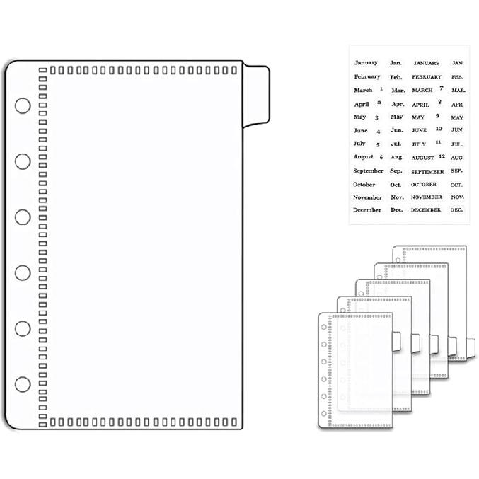 NatSumeBasics 12 A5 Binder Pocket Dividers with Tabs Zipless 5" x 8" Clear Cash Stuffing Envelopes Planner erts for 6 Ring Budgeting Accessories (12